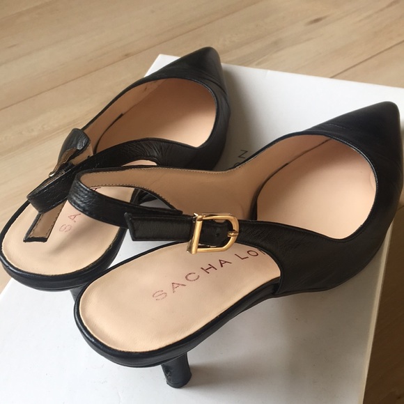 Sacha London Black Slingback Genuine Leather - Picture 3 of 6